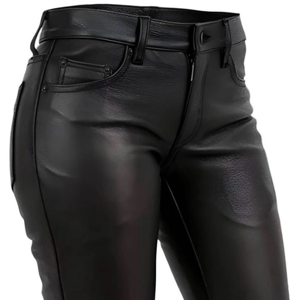 Black Faux Leather High-Rise Pants
